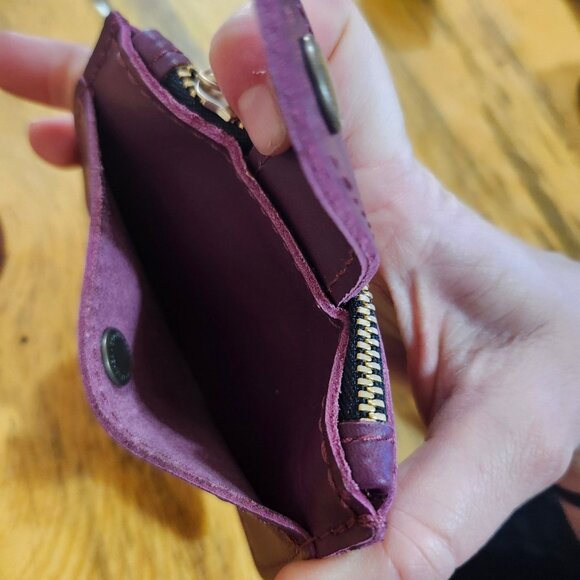 Portland Leather Sabrina Wallet Purple Lollipop Leather Snap Coin Card Holder - Picture 3 of 7